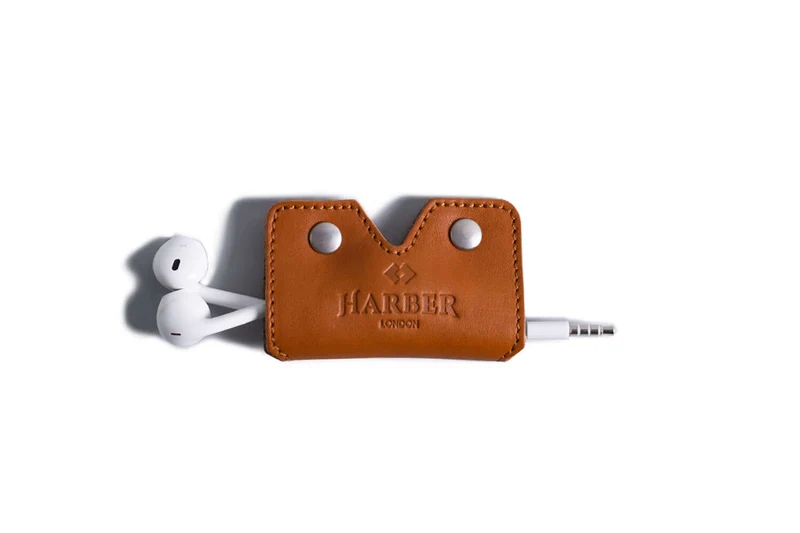 Leather Earphone Cord Wrap Case
