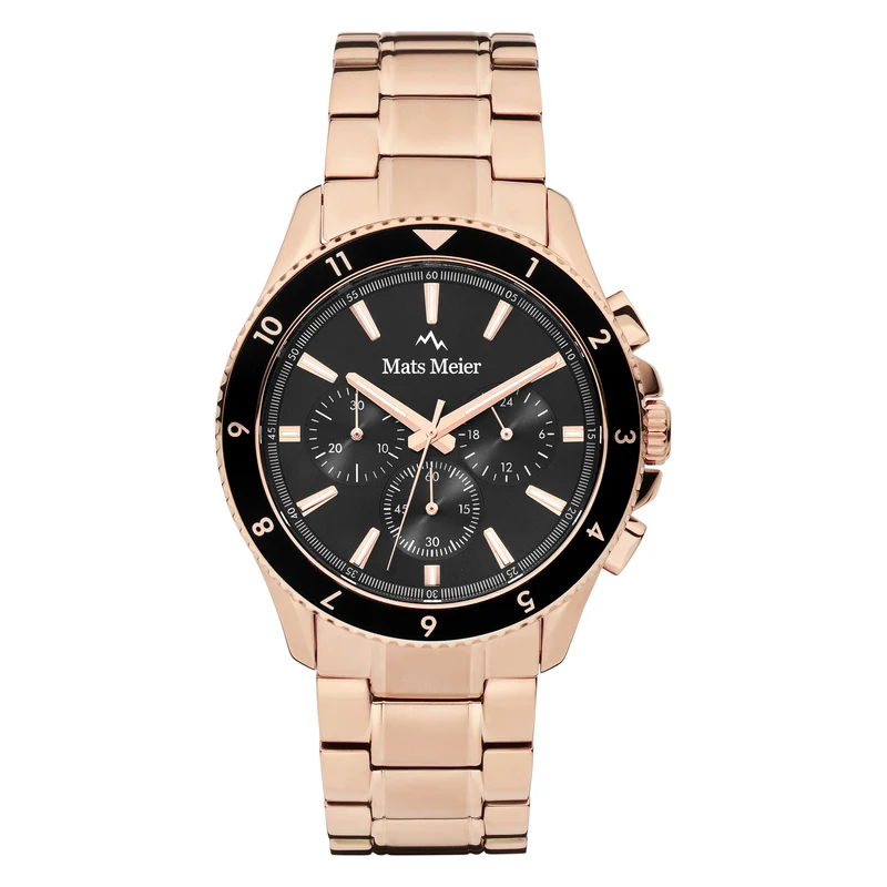 Mats Meier Ponte dei Salti Chronograaf HerrenUhr Rosé Goldfarbene und Schwarz MM00510