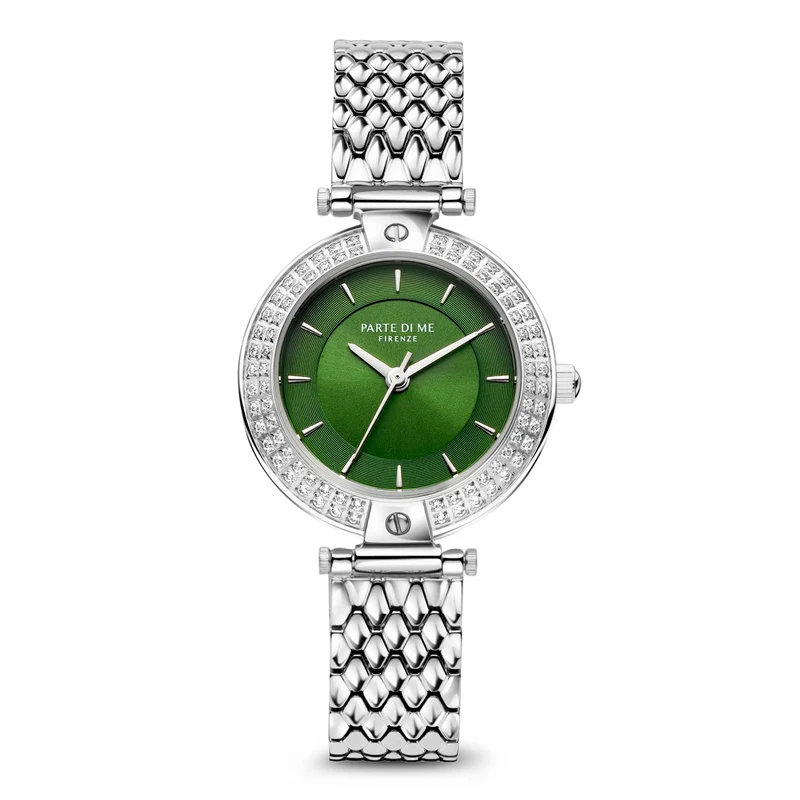 Parte Di Me Orologio Rond DamenUhr Silberfarbene und Groen PDM09010