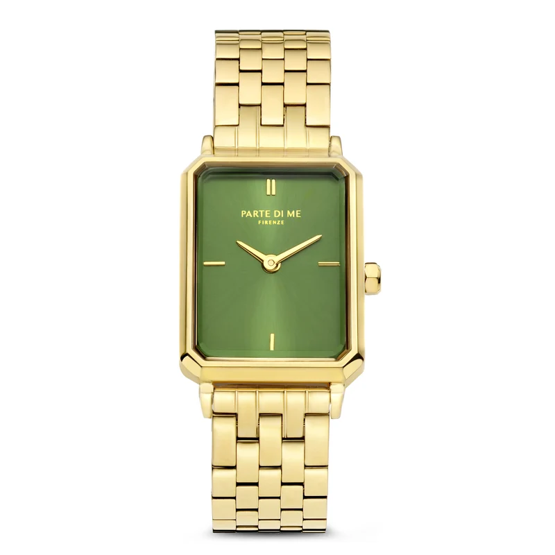 Parte Di Me Orologio Rechthoekig DamenUhr Goldfarbene und Groen PDM09002