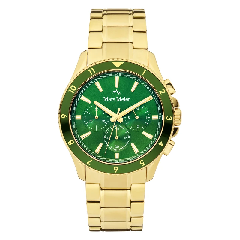 Mats Meier Ponte dei Salti Chronograaf HerrenUhr Goldfarbene und Groen MM00512