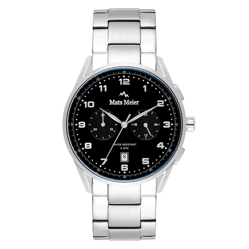 Mats Meier Mont Vélan Chrono Schwarz/Silberfarbene Uhr MM10004