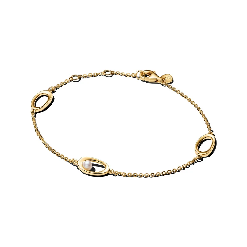 Pandora Essence Vergoldetes Organisch Geformtes Oval & Treated Freshwater Cultured Pearl Armband 564677C01