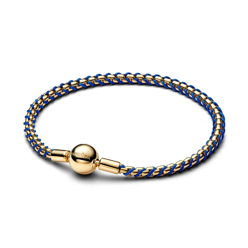 Pandora Moments Vergoldetes Blue Cord Gliederarmband 563816C02