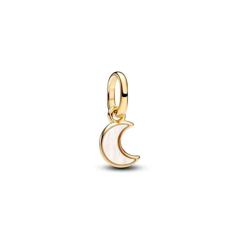 Pandora ME Vergoldeter Bioresin Man-Made Mother Of Pearl White Crescent Moon Mini Charm-Anhänger 764614C01