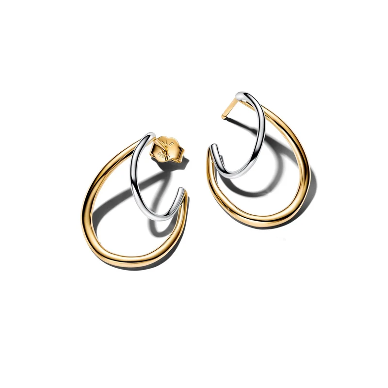 Pandora Essence Vergoldete Organisch Geformte Zweifarbige Double-Hoop-Ohrringe 264657C00