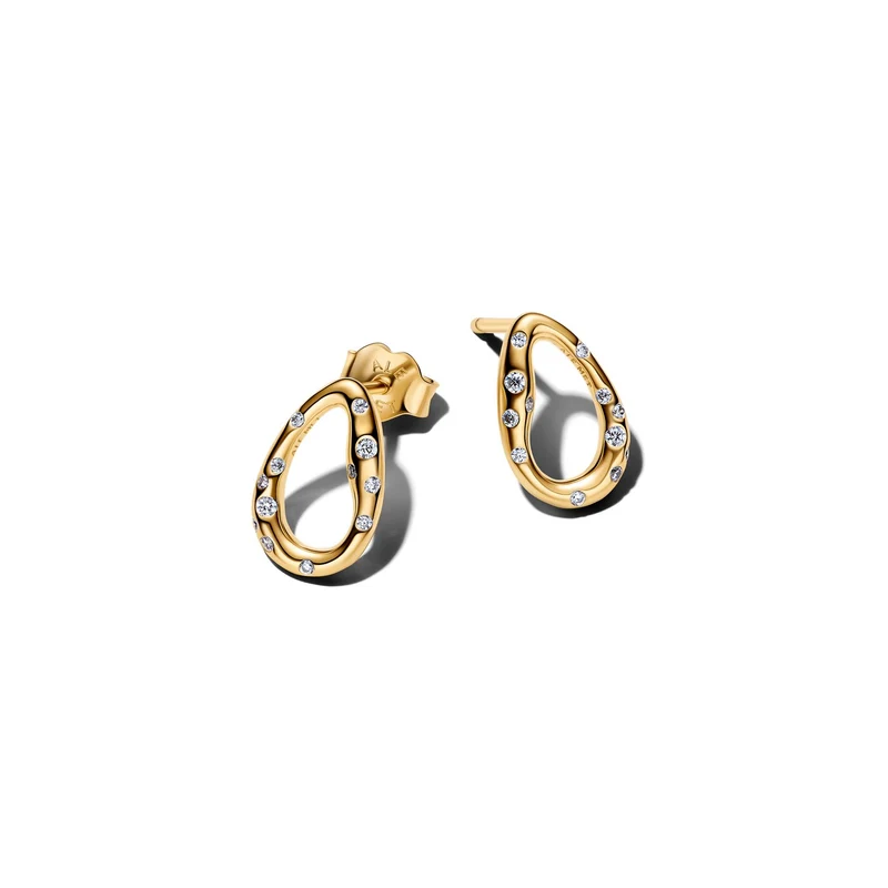 Pandora Essence Vergoldete Organisch Geformte Stone-Set Ovale Ohrstecker 264659C01