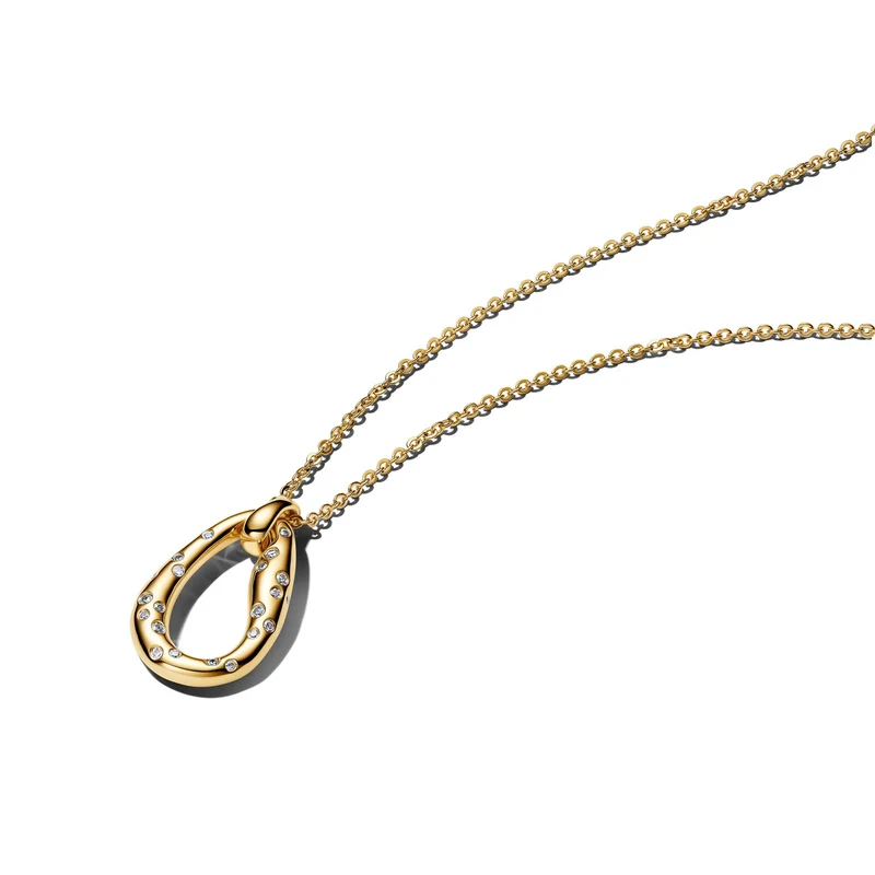 Pandora Essence Vergoldete Organisch Geformte Stone-Set Pendant Halskette 364666C01-45