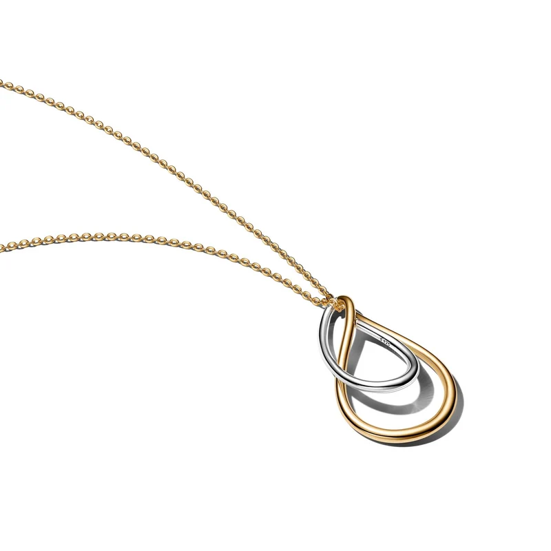 Pandora Essence Vergoldete Zweifarbige Double Pendant Halskette 364668C00-50
