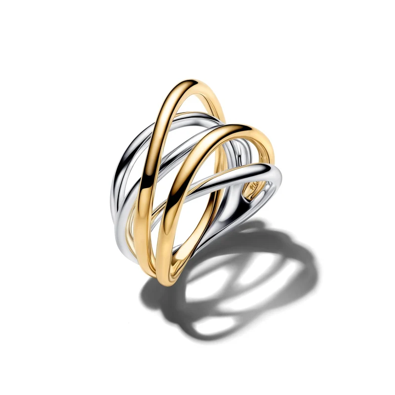 Pandora Essence Vergoldeter Zweifarbiger Entwined Band Ring 164673C00