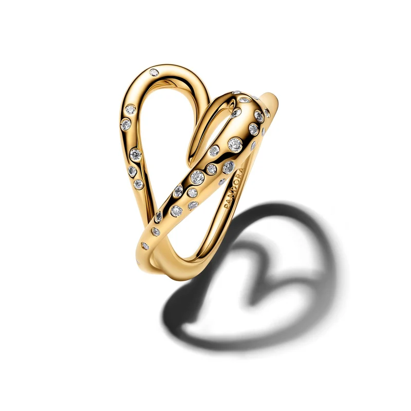 Pandora Essence Vergoldeter Organisch Geformter Stone-Set Herzring 164675C01