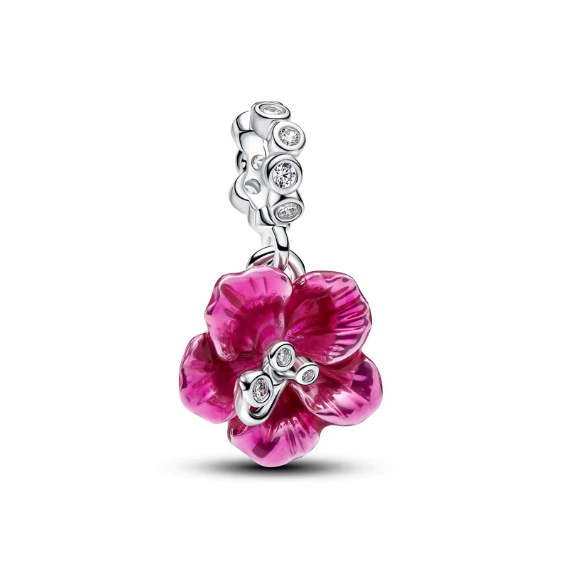 Pandora Moments Enamel Cubic Zirconia Hibiskus Charm-Anhänger 794698C01