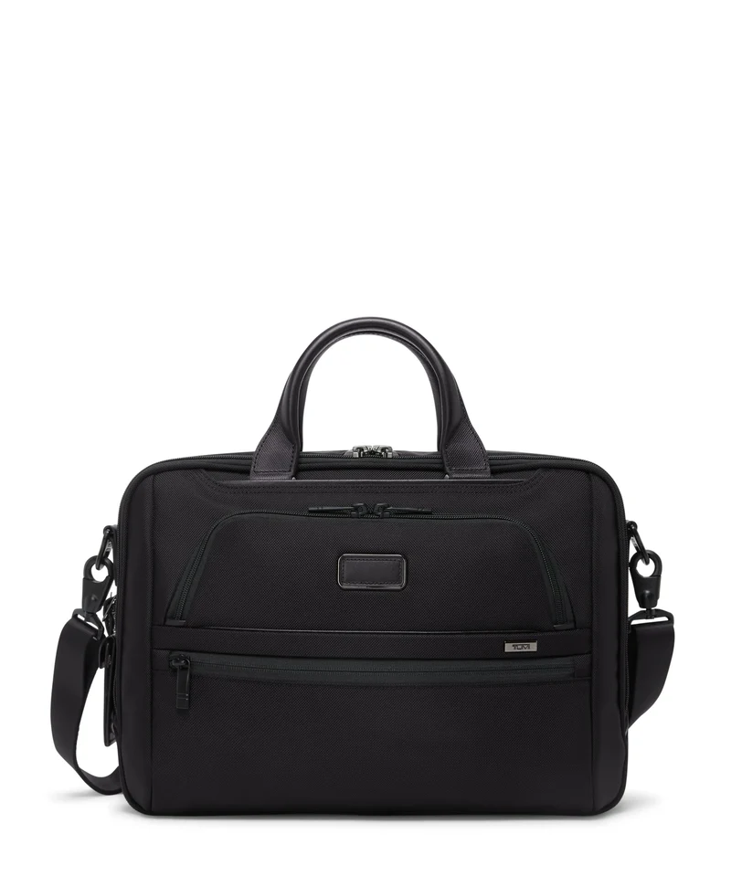 Tumi Alpha 4 Black Leather Briefcase
