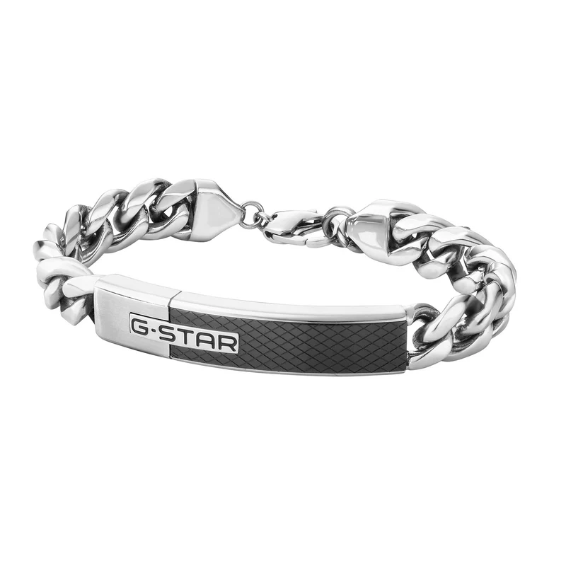 G-STAR Mtrx Silbernes und Schwarzes Stahlarmband GSJ.105.02