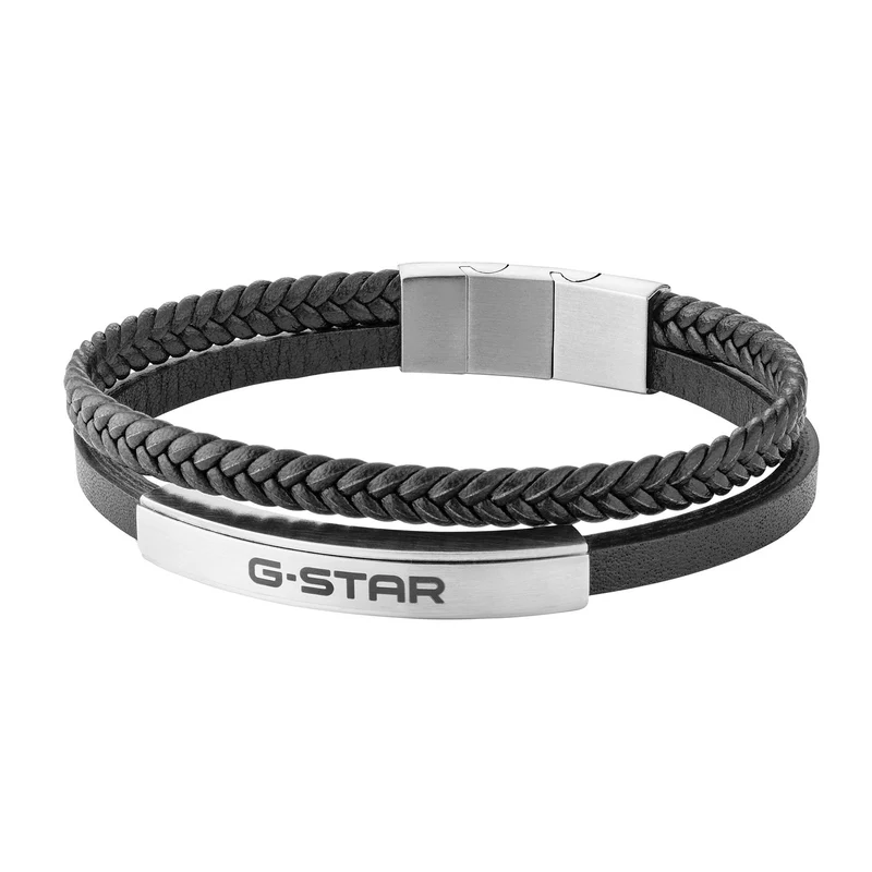 G-STAR Tether02P Schwarzes Lederarmband GSJ.109.01