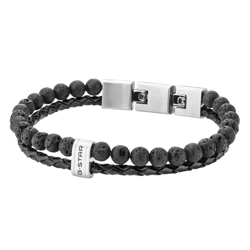 G-STAR Tether02R Schwarzes Geflochtenes Lederarmband GSJ.110.03