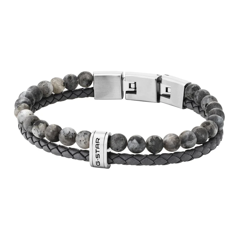 G-STAR Tether02R Graues Geflochtenes Lederarmband GSJ.110.04