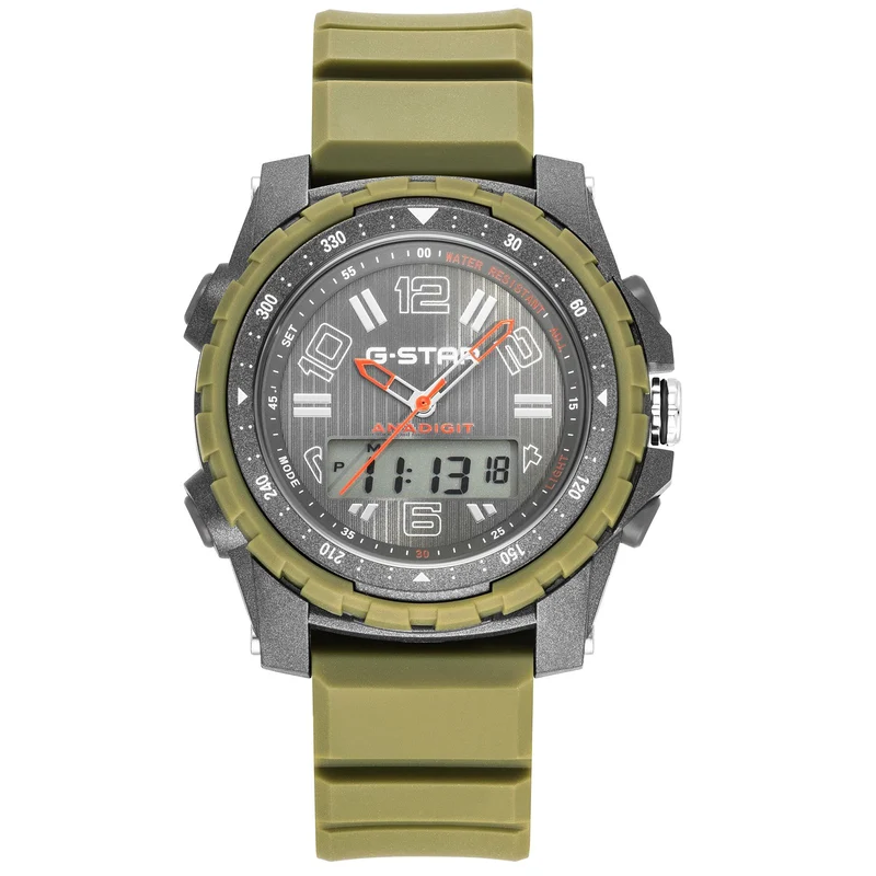 G-STAR Ops01 Grau-Olivgrüne Ana-Digi Herrenuhr GSW.502.03