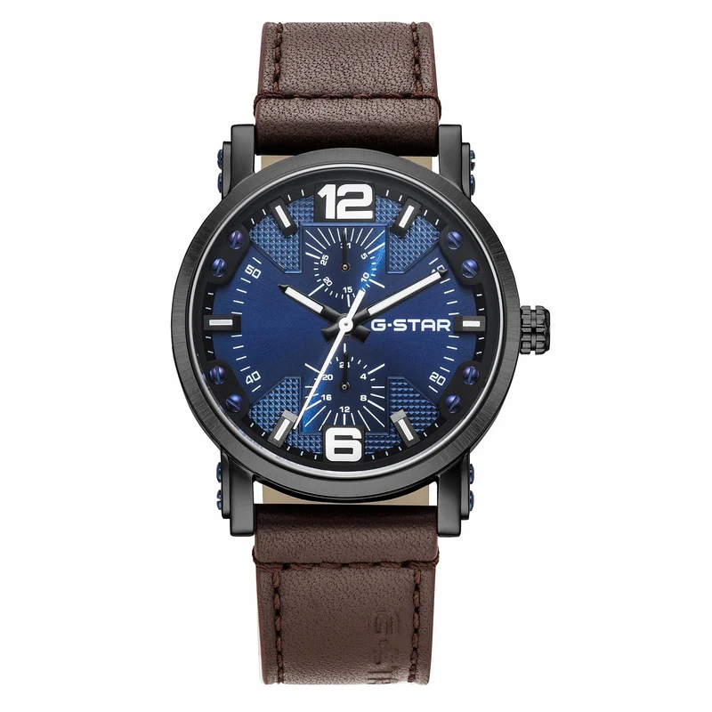 G-STAR Rovic Schwarze Herrenuhr mit blauem Zifferblatt GSW.509.04