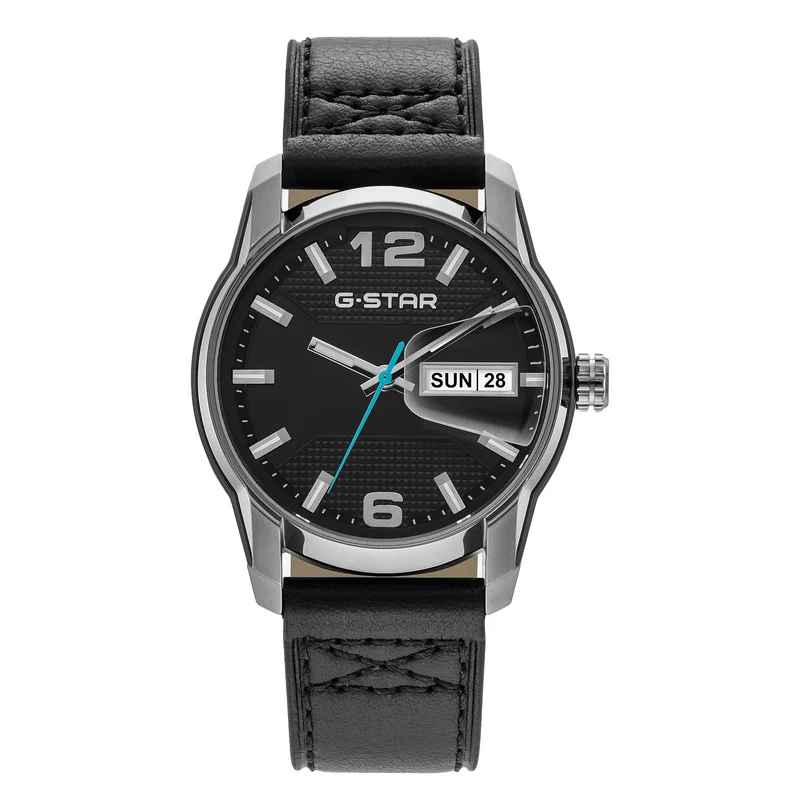 G-STAR Selvedge Schwarze Leder-Herrenuhr GSW.507.02