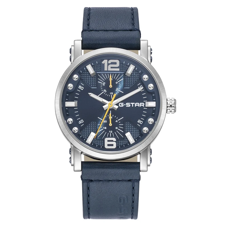 G-STAR Rovic Silberfarbene und Blaue Herrenuhr GSW.509.01