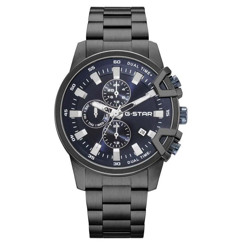 G-STAR Bend3D Schwarze Herrenuhr mit blauem Zifferblatt GSW.505.05