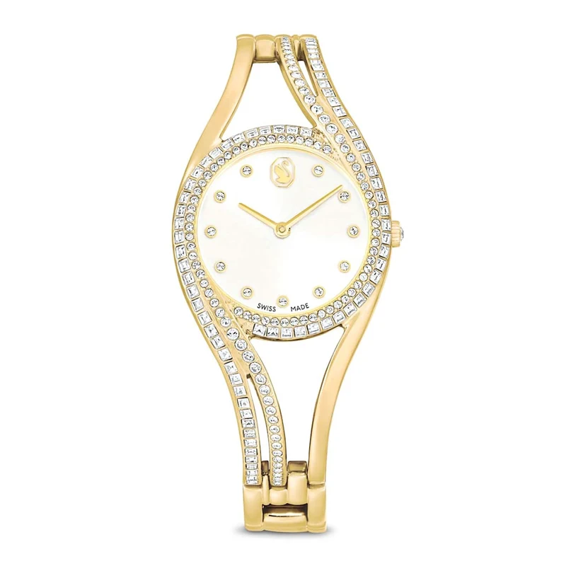 Swarovski Hyperbola Goldfarbene Uhr mit weißem Zifferblatt 5754534