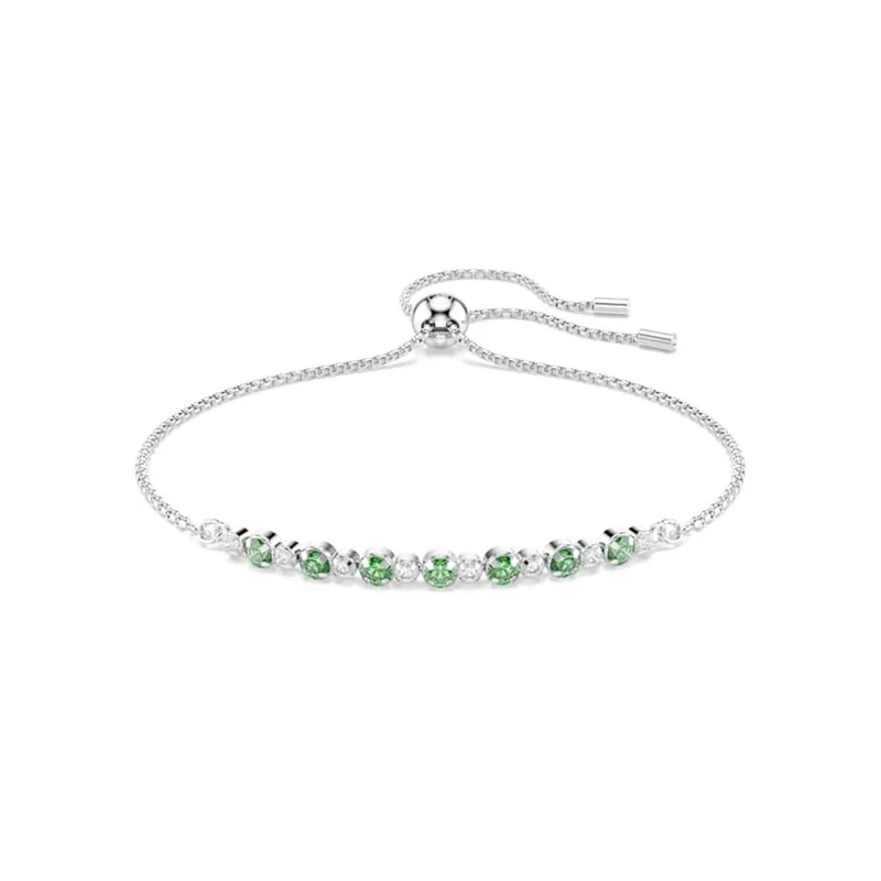 Swarovski Matrix Tennisarmband in Silberoptik mit grünen Akzenten 5758987