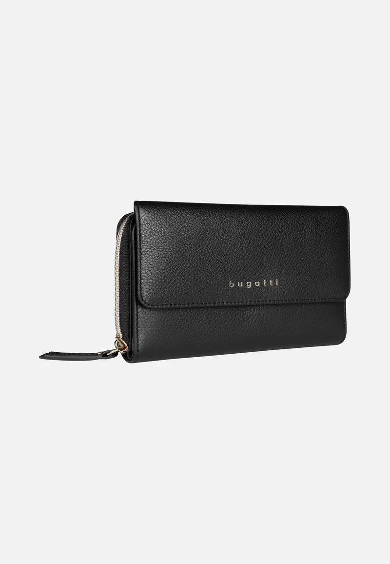 Emilia Ladies Long Wallet With Flap Black - Portemonnaie