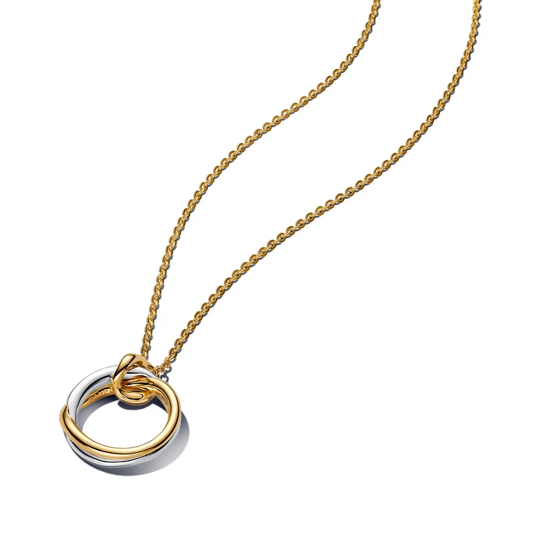 Pandora Essence Gold Plated Organically Shaped Two-Tone Pendant Necklace 363882C00-45