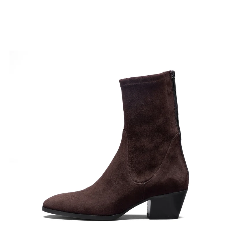 Isabel Bernard Vendôme Ines Braune Stretch-Stiefeletten aus Veloursleder IB53013-130-38