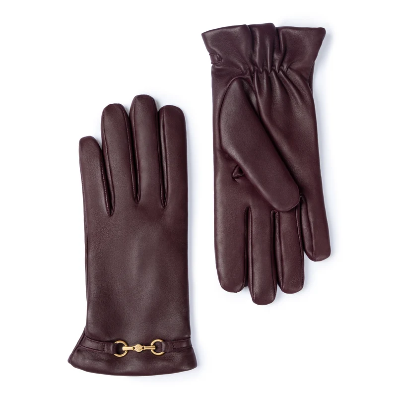 Isabel Bernard Honoré Marcelia bordeauxrote Lederhandschuhe aus Ziegenleder IB67001-352-6.5