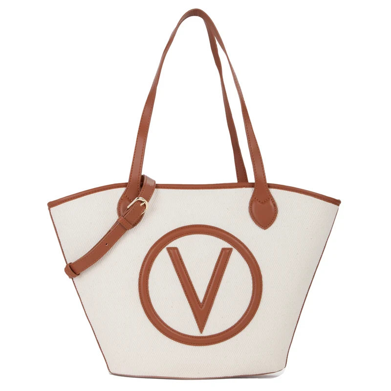 Valentino Bags Covent Beige & Brown Shopper VBS7QO02CANNATURALE/CUOIO
