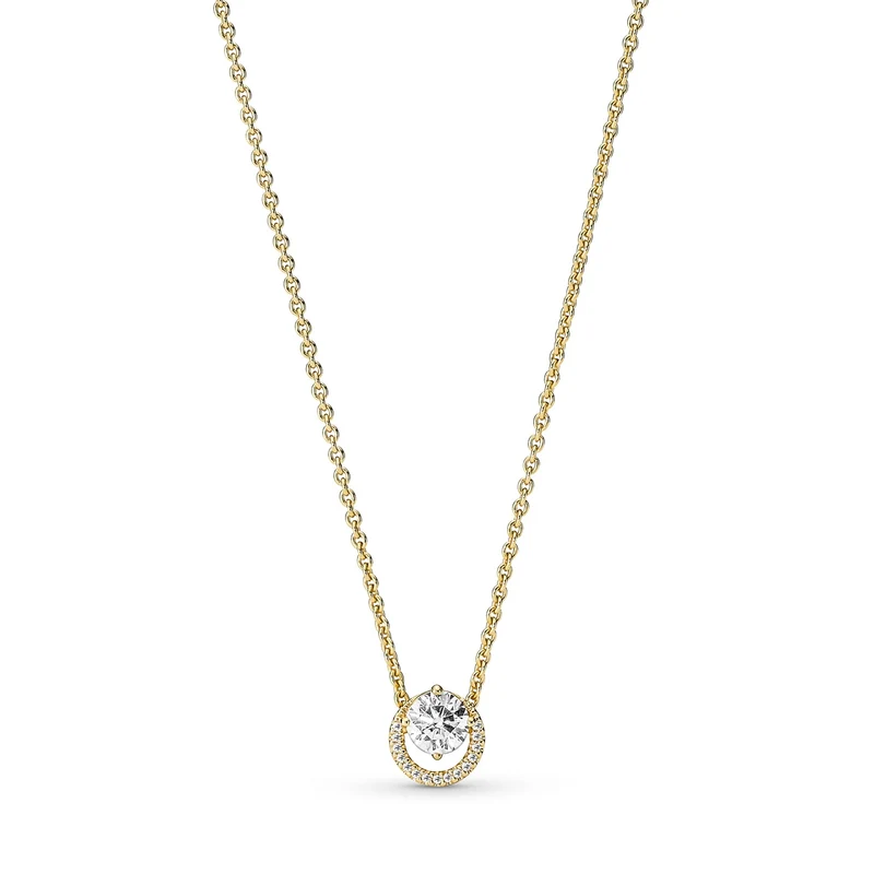 Pandora Timeless Goldfarbene Sparkling Round Halo Kette mit 585er Golden Plattierung 361174C01-45 (Länge: 45.00 cm)