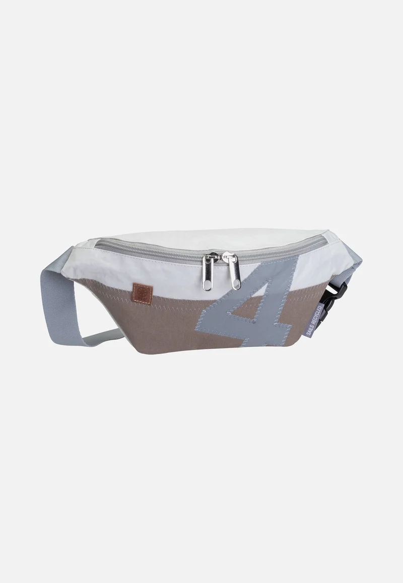 Knoten Weiß/Balken Persenning Taupe/Z - Bauchtasche