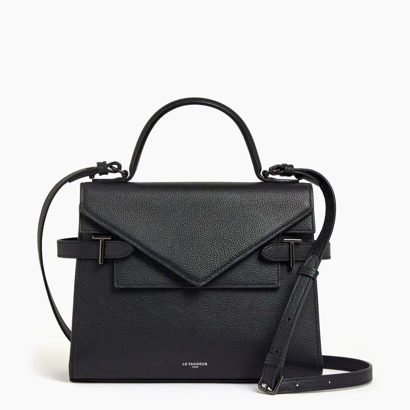 Le Tanneur Emilie Grained Leather Double Flap Riemenhandtasche