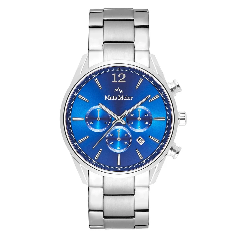 Mats Meier Grand Cornier Chrono Blauw/Silberfarbene Uhr MM00108