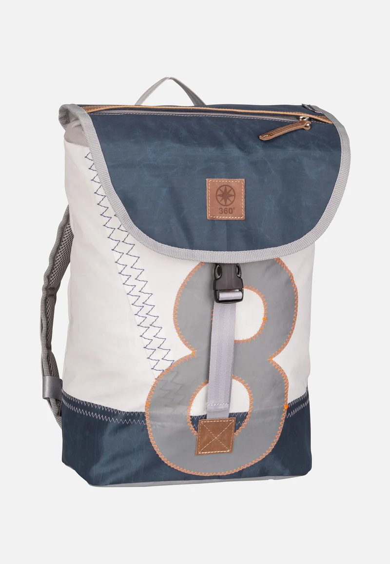 Landgang Mini Weiß/Balken Blau/Zahl Hellgrau - Rucksack