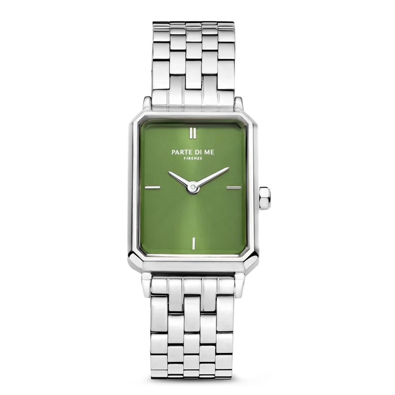 Parte Di Me Orologio Rechthoekig DamenUhr Silberlfarbene und Groen PDM09005