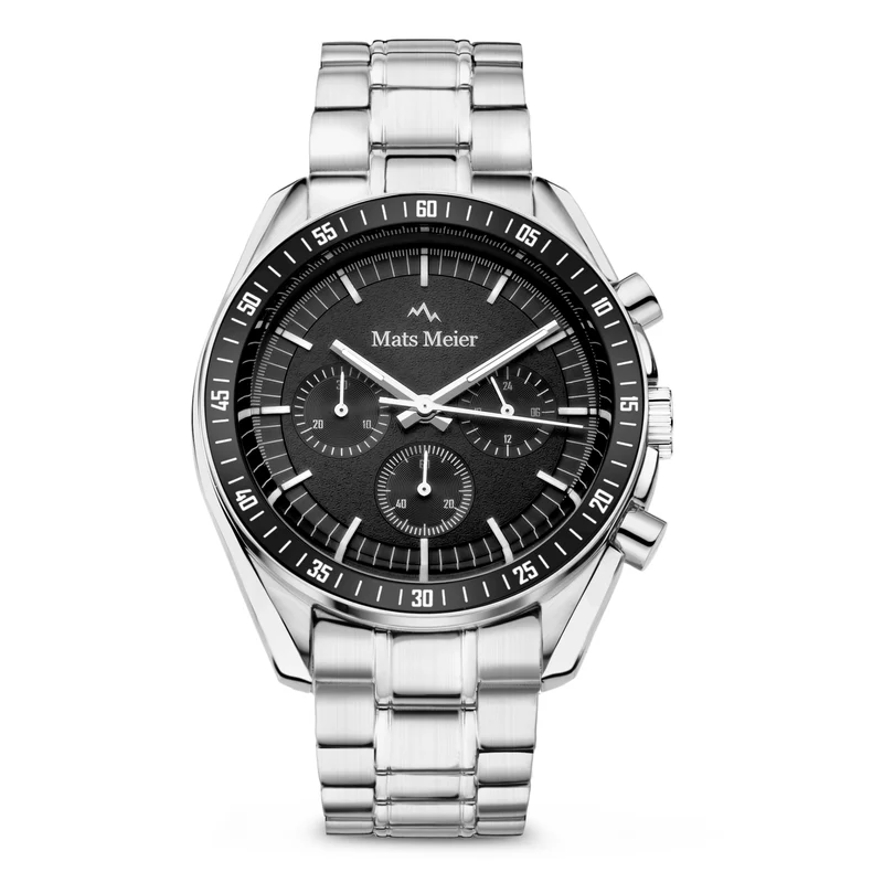 Mats Meier Arosa Racing Chronograaf HerrenUhr Silberfarbene und Schwarz MM50012