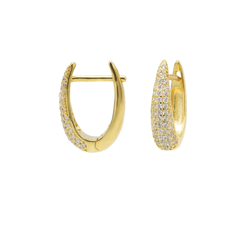 Karma 925 Sterling Silberen Goldfarbene Zirkonia Oval Creolen M3214GP