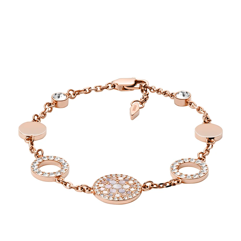 Fossil RoséGoldfarbene Vintage Glitz Armband JF01739791 (Länge: 17.78 - 20.32 cm)