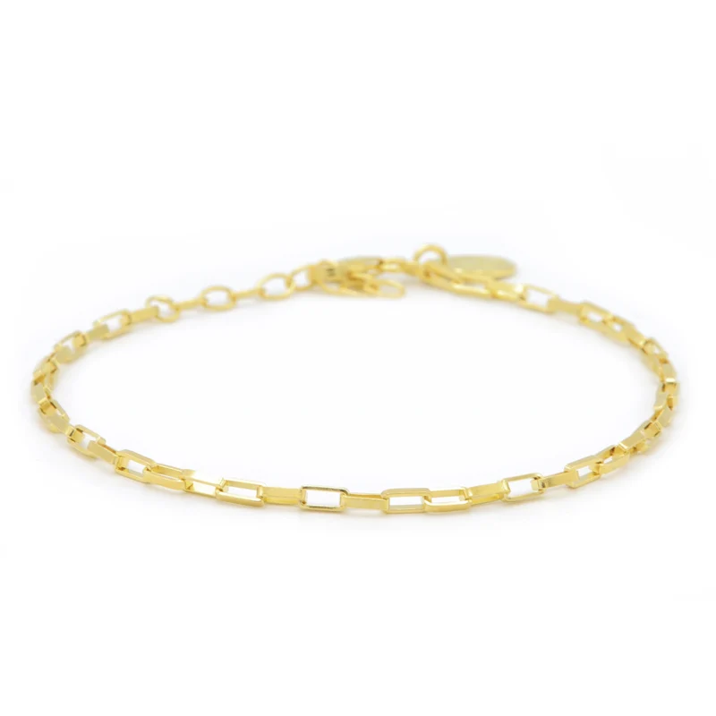 Karma 925 Sterling Silber Goldfarbene Square Chain Armband 94120 (Länge: 16.50 - 19.00 cm)