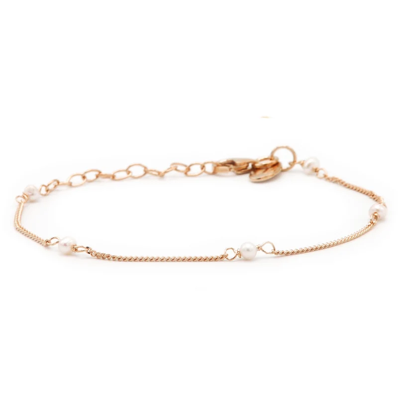 Karma 925 Sterling Silber RoséGoldfarbene Tiny Pearls Armband 94126RP (Länge: 16.50 - 19.00 cm)