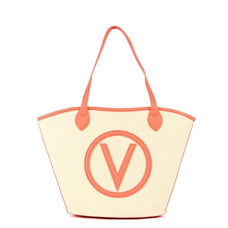 Valentino Bags Covent Beige & Pink Shopper VBS7QO02CANNATUR/CORAL