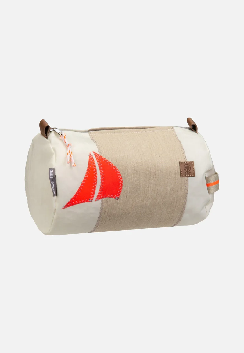 Tonne Weiß/Sand Segel Orange - Kulturbeutel