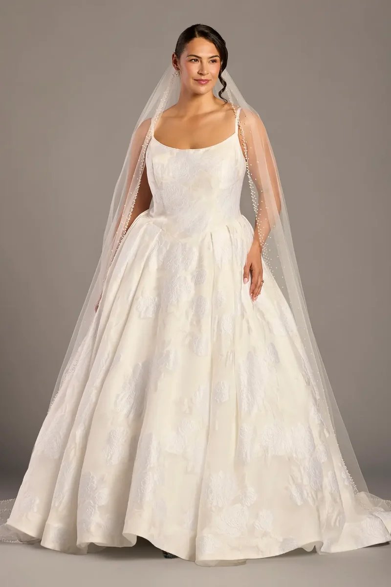 Pearl Embellished Raw Edge Cathedral Veil