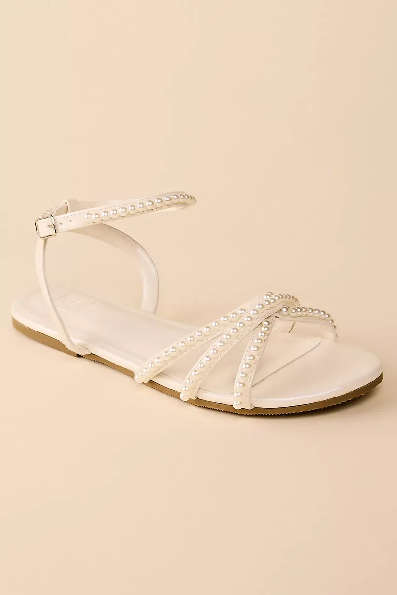 Pearl Strap Flat Sandals