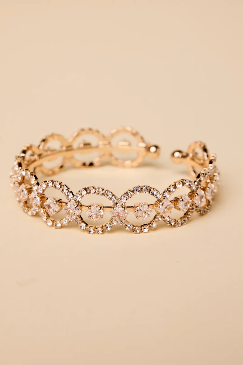 Rhinestone and Cubic Zirconia Cuff Bracelet