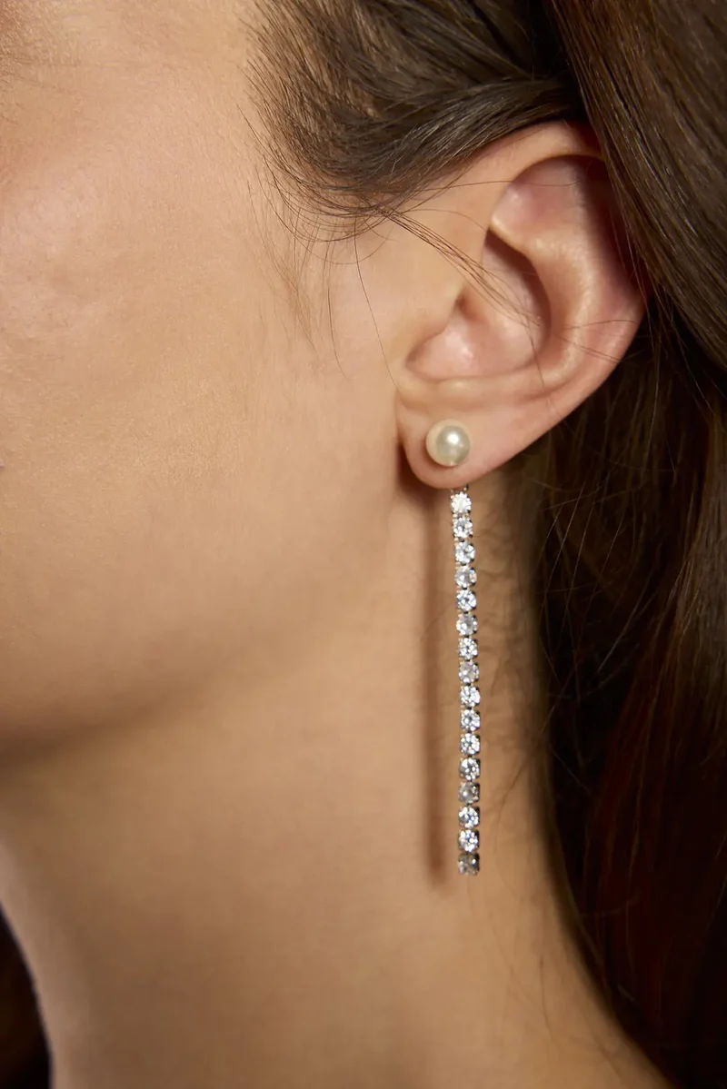 Pearl Stud Drip Crystal Earrings